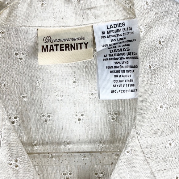 ANNOUNCEMENTS MATERNITY | 🤰Eyelet Fabric Button-Up Shirt w/Shoulder Pads - Picture 4 of 6